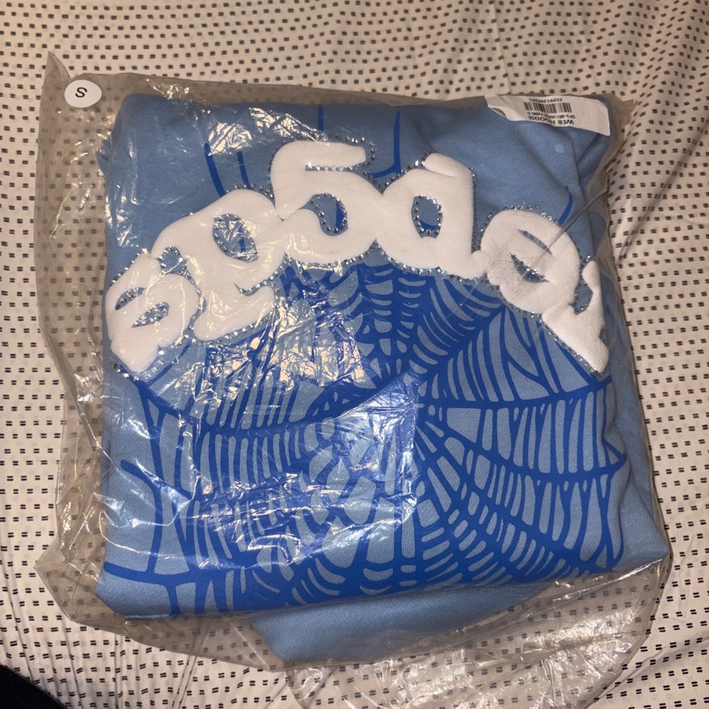 Sp5der Blue Graphic Hoodie